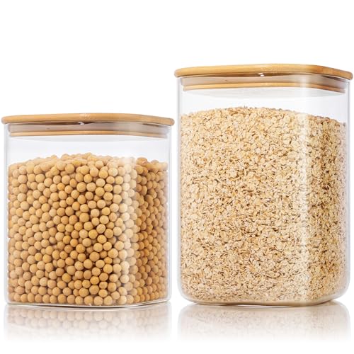 132oz & 63oz Large Glass Storage Containers with Lids for Pantry Storage (2 Count)