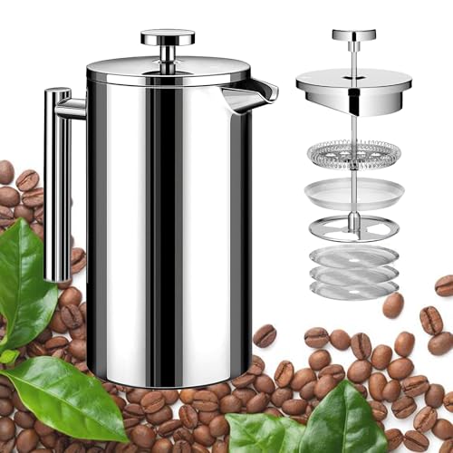 Small French Press Stainless Steel Coffee Maker 21oz