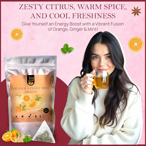 Tealeaf & Co. Orange Ginger Mint Tea Blended with Fresh Herbs and Spices (7.055 Ounce)