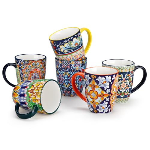 SIMI 12 oz Coffee Mugs Set of 6 (6 Count)