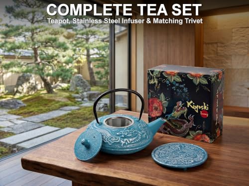 40 Oz Blue Dragon Cast Iron Teapot
