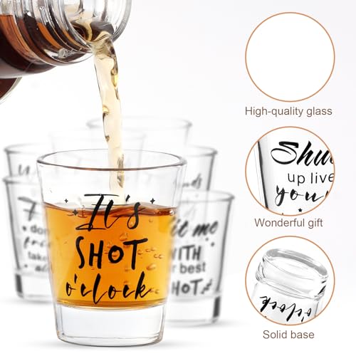 24 Pieces Funny Friends Shot Glasses Funny Friends Shot Glasses Clear Glass Cups with Heavy Base for Adult Small Glass Shot Cups 1.75 oz Shot Glass for Best Friend (24 Count)