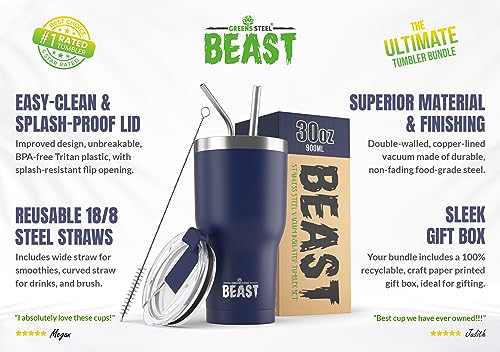 Beast 30 oz Tumbler Stainless Steel Vacuum Insulated Coffee Ice Cup Double Wall Travel Flask