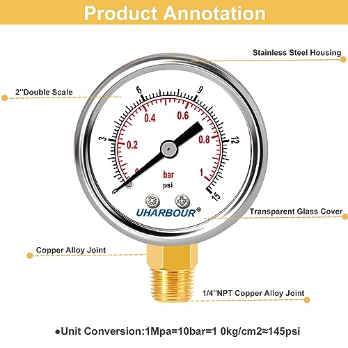Lead Free Water Pressure Gauge 0