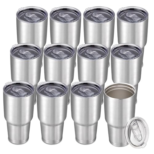 30 oz Tumbler with Lid Stainless Steel Tumblers Bulk (12 Count)