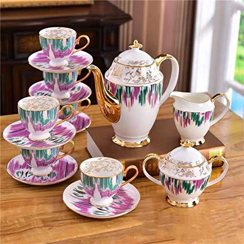 Utility Tea Set for Adults Porcelain Tea Sets Tea Cup and Saucer Gift Set British Royal Bone China Cups Wedding Gift 15 Pieces Teapots