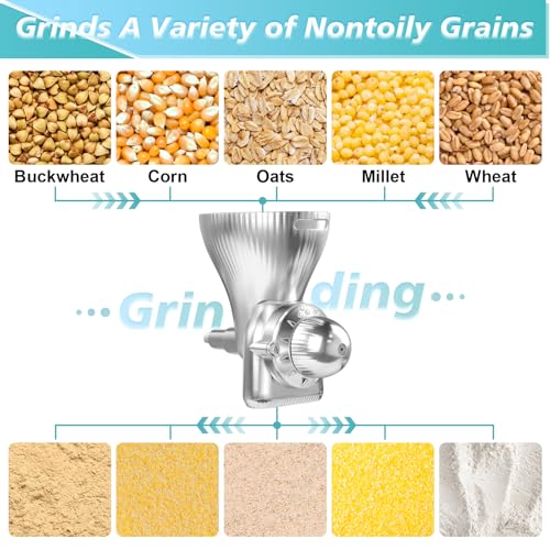 All Metal Grain Mill Attachment for KitchenAid Stand Mixers Wheat Grinder Flour Mill for Sourdough Baking