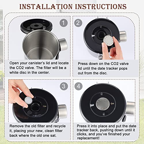 22 Pcs Co2 Valve Filter Set Replacement for Coffee Canisters Airtight with 2 Rubber Rings