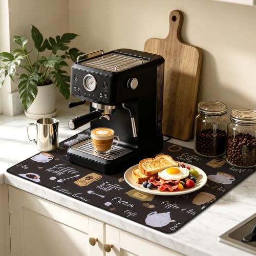 Coffee Mat 2 Pack 12x19 Inch Absorbent Non