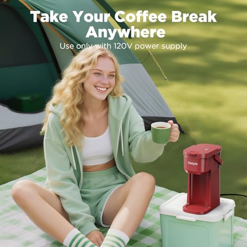 Mini Single Serve Coffee Maker for K Cups and Grounds with Handle