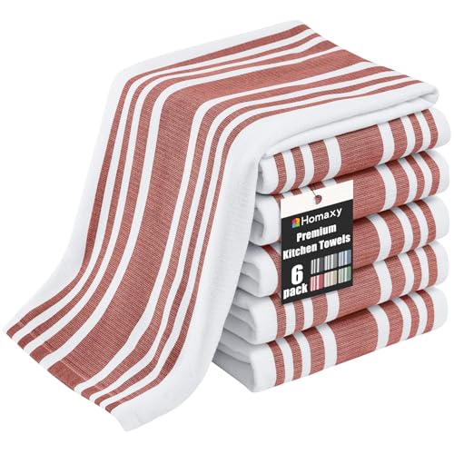 Premium Cotton Stripe Kitchen Towels 6 Pack (6 Count)