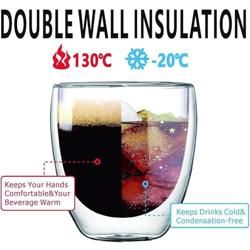 5.5oz Glass Coffee Mugs Set of 4 (4 Count)