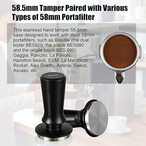 58.5mm Spring Loaded Espresso Hand Tamper Fits 58mm Standard Portafilter