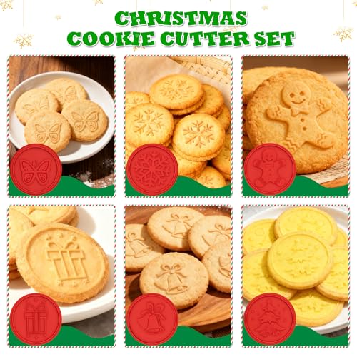 Christmas Cookie Stamps Silicone Cookie Stamps Cookie Cutter Biscuit for DIY Christmas and Daily Baking Set of 6