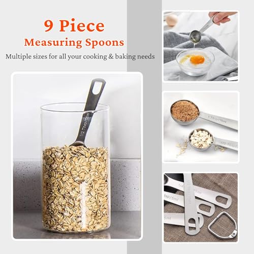 19PCS Stainless Steel Measuring Cups & Spoons Set