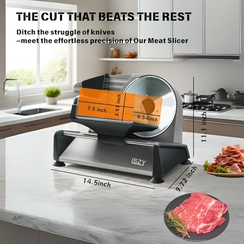 Meat Slicer Electric Meat Cutter with 2 Removable 7.5" Blades