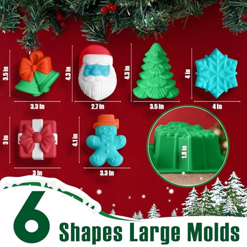Large Christmas Silicone Molds for Baking Cake Muffins Oven Safe Freezing Soap Candle Cocoa Bomb Food Grade Tray