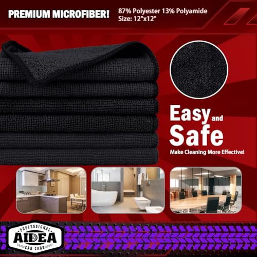 Microfiber Cleaning Cloth Black 50PK (50 Count)