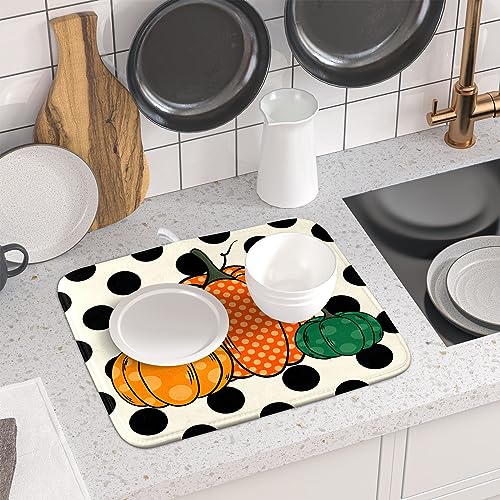 Autumn Pumpkin Dish Drying Mat for Kitchen Counter
