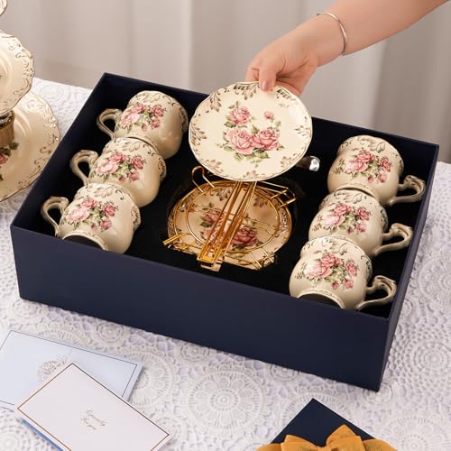 Tea Cups and Saucers Set of 6 (6 Count)