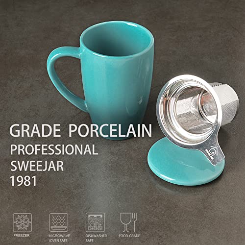 Sweejar Porcelain Tea Mug with Infuser and Lid