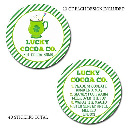 Lucky Cocoa Co. Festive Mug Themed St. Patrick's Day Hot Cocoa Bomb Packaging Sticker Labels