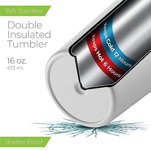 16 oz Insulated Coffee Tumbler with Leakproof Lid