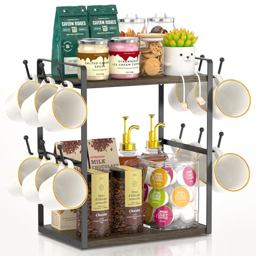 Coffee Station Bar Organizer Mug Holder Stand Countertop