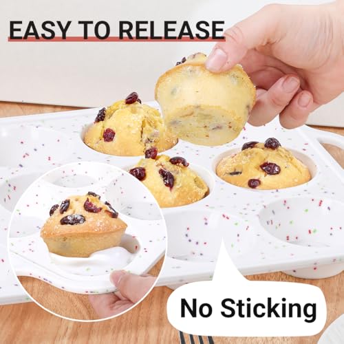 12 Cups & 24 Cups Silicone Muffin Pan with Metal Frame (2 Count)