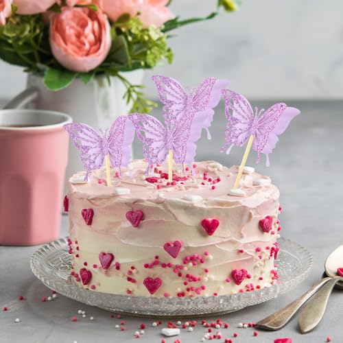 48 Pcs Butterfly Cupcake Toppers 3D (48 Count)