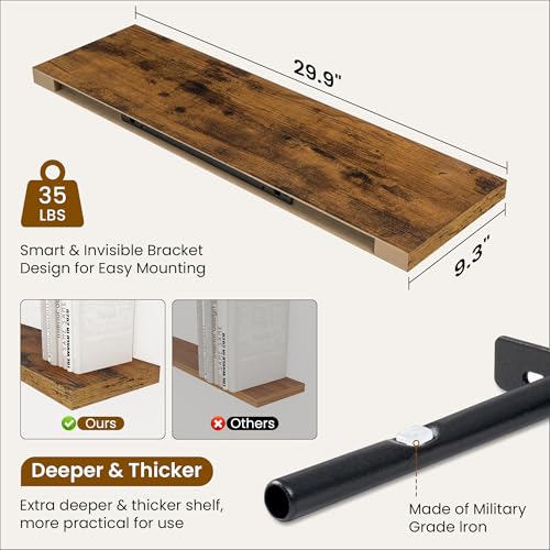 9.3Inch Deep Floating Shelves for Wall (2 Count)