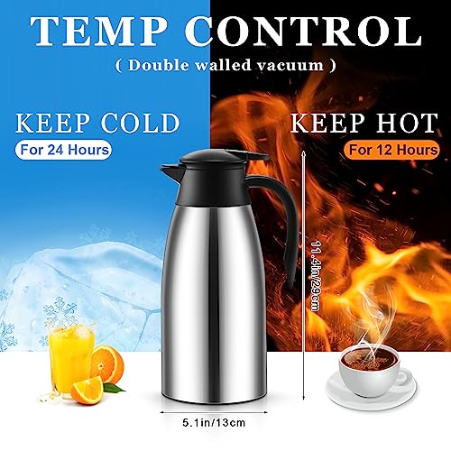 2 Pcs Thermal Coffee Carafe Insulated Stainless Steel Coffee Carafe for Hot Liquid Vacuum Thermal Pot Creamer Pitcher Dispenser with Brushes Keeping Hot Water Milk (2 Count)