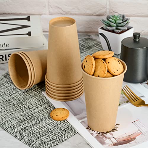 100 Pack 16 oz Kraft Paper Coffee Cups