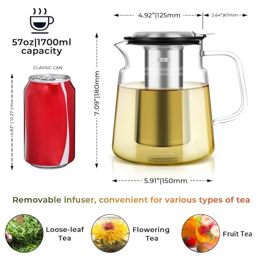 57oz Glass Tea Pot with Infuser (57 Count)