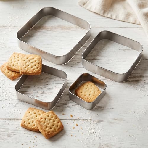 Rounded Square Cookie Cutter Stainless Steel Plaque Cookie Cutters Geometric Frame Cookie Cutters Shapes Molds for Baking 1 Inch Depth (4 Count)