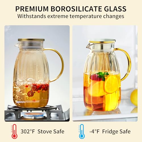 68OZ Glass Pitcher with Lid and Spout