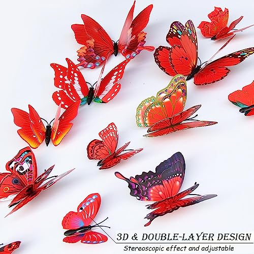 3D Butterfly Wall Decor Butterfly Decorations Stickers with Magnets (48 Count)