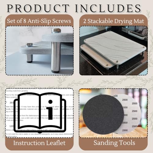 2 PCs Nesting Stone Drying Mat for Kitchen Counter