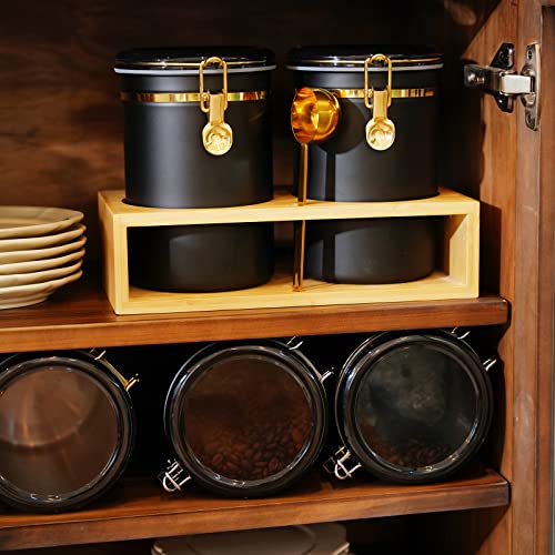 2×63OZ Stainless Steel Coffee Container with Shelf and Scoop for Coffee Bar (80 Ounce)