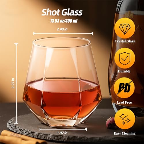 Hexagonal Whiskey Glass 13.53 oz (2 Count)