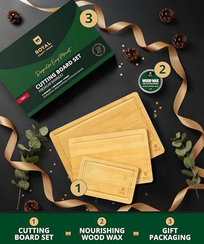 Wooden Cutting Boards for Kitchen Meal Prep & Serving (3 Count)