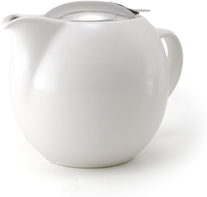 ZERO JAPAN Round Teapot 24 oz. (680 cc) with SLS Lid and Infuser White