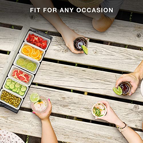 6 Tray Bar Top Food & Garnish Station with Lid