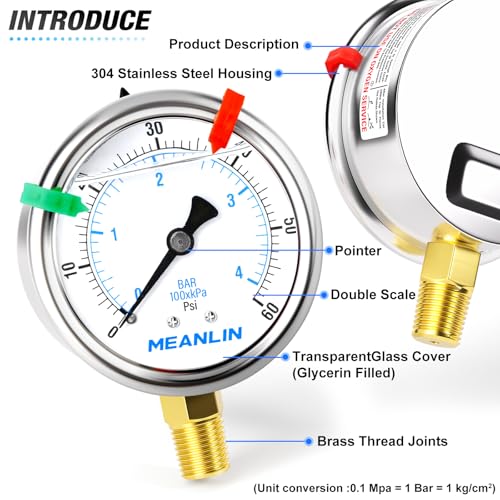 0~60Psi Liquid Filled Pressure Gauge 1