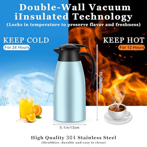 2 Pcs Thermal Coffee Carafe Insulated Stainless Steel Coffee Carafe for Hot Liquid Vacuum Thermal Pot Creamer Pitcher Dispenser with Brushes Keeping Hot Water Milk