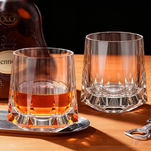 Crystal Whiskey Glasses Set of 2 Hand Blown Old Fashioned Glasses (2 Count)