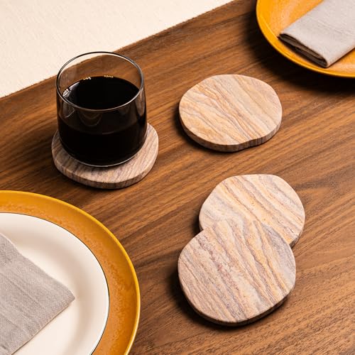 Absorbent Sandstone Coasters for Drinks (6 Count)
