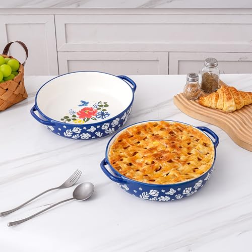 Pie Pan Ceramic Pie Dish 9.8 Inches Pie Plate Porcelain Deep Dish Pie Pan Non