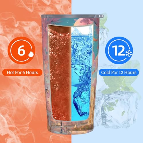Paris Eiffel Tower Tumbler with Lid and Straw 20oz Coffee Tumblers Leakproof Stainless Steel Travel Mug Vacuum Insulated Cup for Iced and Hot (20 Count)