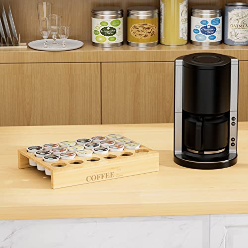 BamBoo k cup holder Drawer or Countertop k cup Organizer Coffee Pod Holder Hold 24 Coffee Pod Storage Kcup coffee pods holder for coffee station Office and Kitchen k cup storage